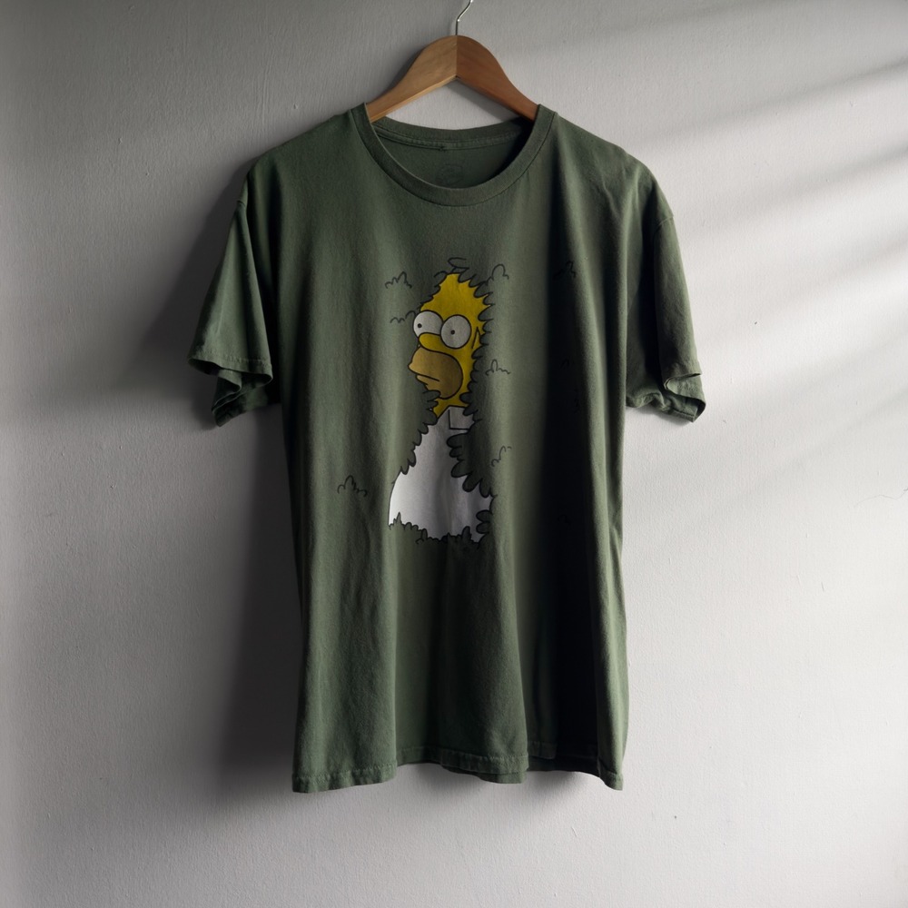 The Simpsons Homer Bush Meme Graphic T-Shirt Mens Large Green Streetwear Tee